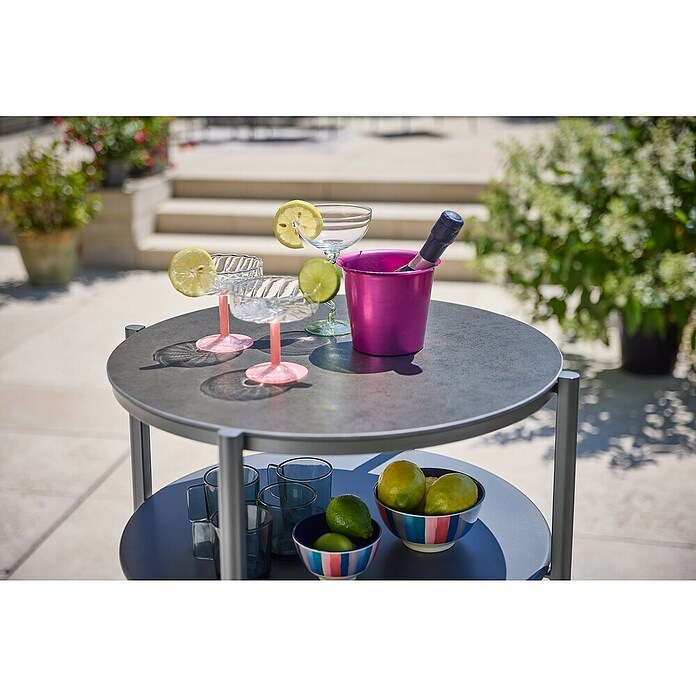 Sunfun Solo Mesa auxiliar de jardín redonda (Ø x Al: 65 x 108 cm, Acero, Gris) | BAUHAUS