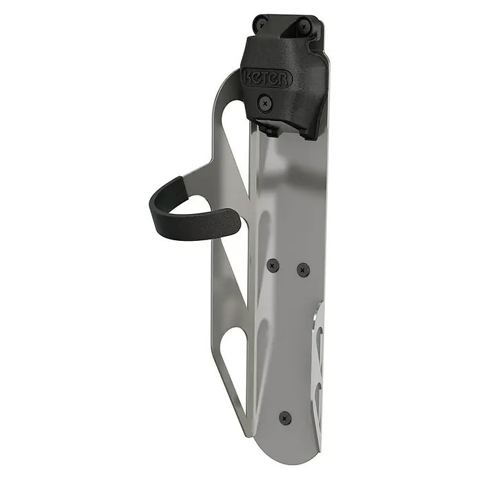 Keter Soporte de pared de bicicletas - Específico para: Caseta Keter - Primer plano del portaherramientas Keter, una solución robusta y práctica para organizar herramientas en el taller o garaje.