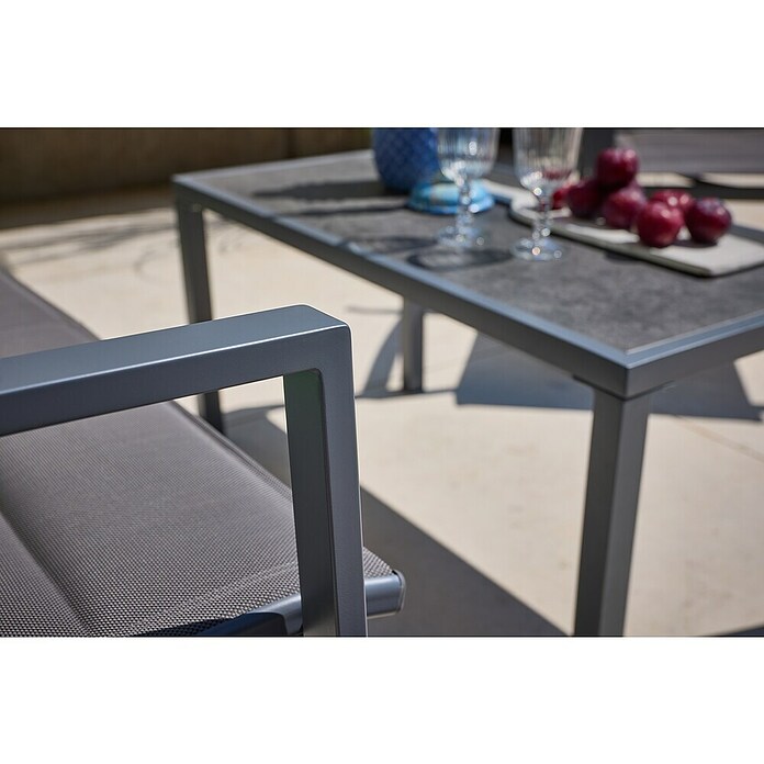 Loungemöbel-Set (4 -tlg., Metall/Textil, Schwarz/Grau) | BAUHAUS
