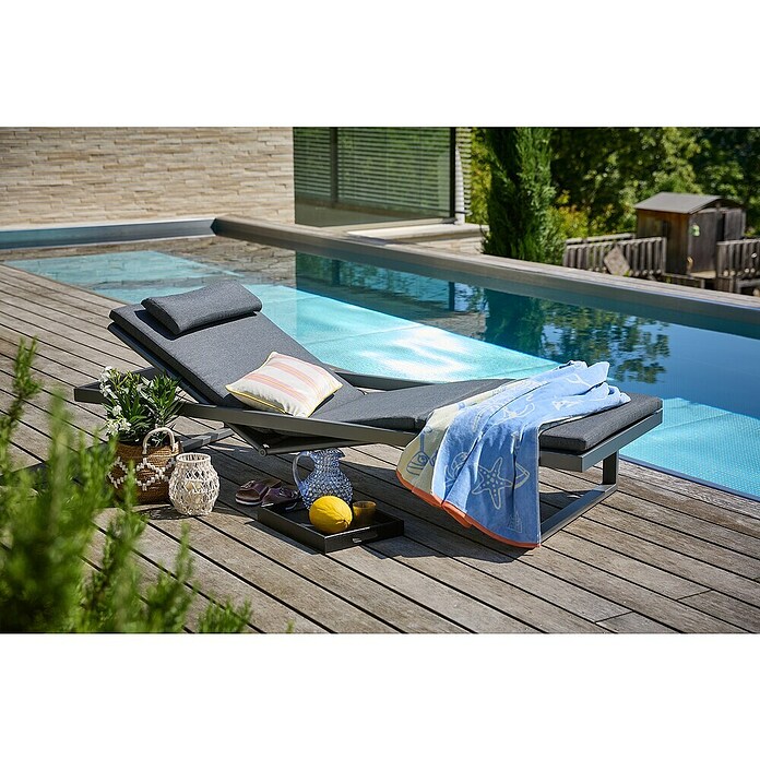 Sunfun Lumar Gartenliege (L x B: 200 x 72,5 cm, Night-Grey, Aluminium, Rückenlehne verstellbar) | BAUHAUS