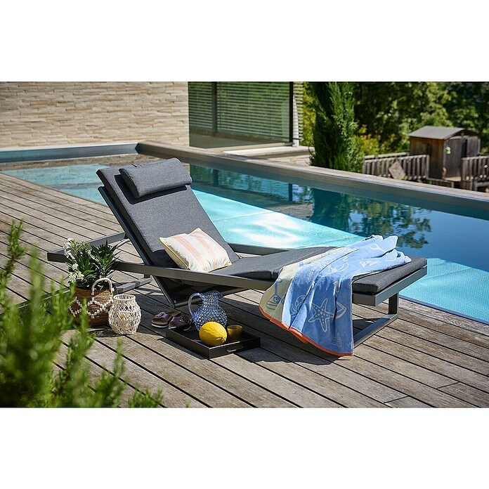 Sunfun Lumar Gartenliege (L x B: 200 x 72,5 cm, Night-Grey, Aluminium, Rückenlehne verstellbar) | BAUHAUS