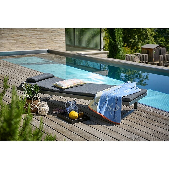 Sunfun Lumar Gartenliege (L x B: 200 x 72,5 cm, Night-Grey, Aluminium, Rückenlehne verstellbar) | BAUHAUS
