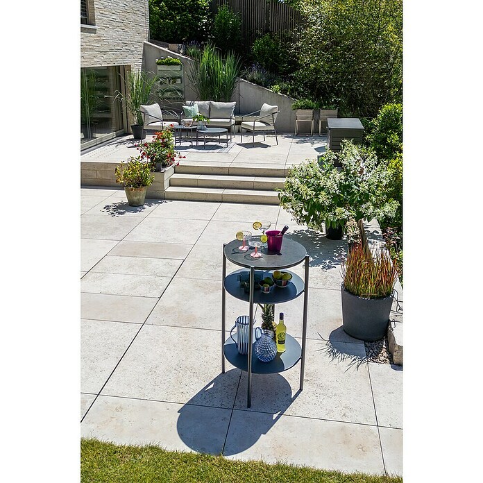 Sunfun Solo Mesa auxiliar de jardín redonda (Ø x Al: 65 x 108 cm, Acero, Gris) | BAUHAUS