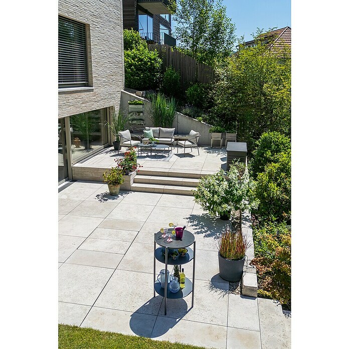 Sunfun Solo Mesa auxiliar de jardín redonda (Ø x Al: 65 x 108 cm, Acero, Gris) | BAUHAUS