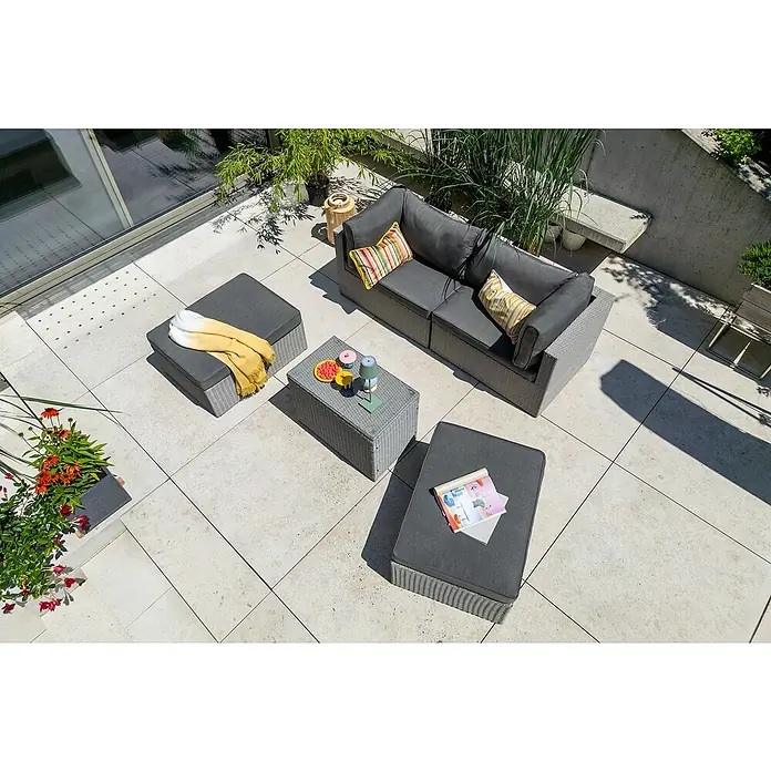 Loungemöbel-Set - 5 -tlg., Aluminium, Polyrattan, Anthrazit - Graue Gartenmöbel-Lounge-Set mit Sofa, Sesseln und Couchtisch, perfekt für den Außenbereich und zum Entspannen.