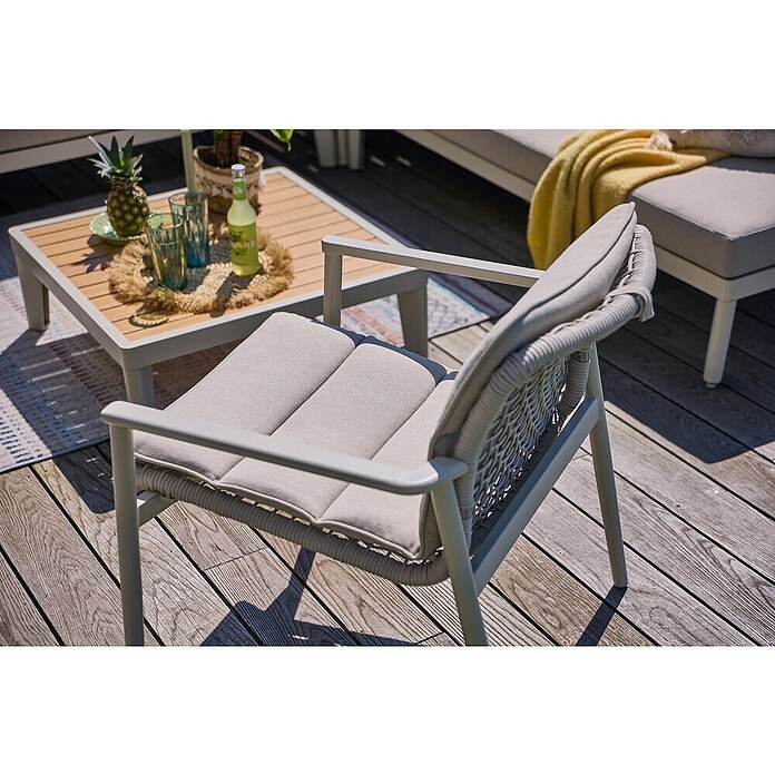 Sunfun Solo Rope Loungesessel Rope (B x T x H: 69,5 x 74 x 72 cm, Aluminium, Kunststoff, Light-Greige) | BAUHAUS