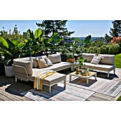 Sunfun Solo Conjunto de muebles chaise lounge + sofá + mesa de centro (5 pzs., Gris claro) | BAUHAUS
