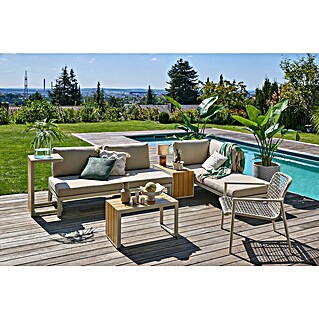 2-Sitzer Balkonsofa Aus Poly-Rattan Mit Tisch – Platzsparend, Grau, Für Kleine Balkons