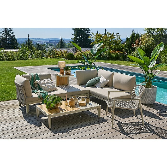 Sunfun Loungemöbel-Set Solo Rope VI (6 -tlg., Aluminium/Polyrattan/Olefin, Light-Greige) | BAUHAUS
