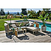 Sunfun Solo Conjunto de muebles chaise lounge + mesa auxiliar + respaldo (4 pzs., Gris claro) | BAUHAUS