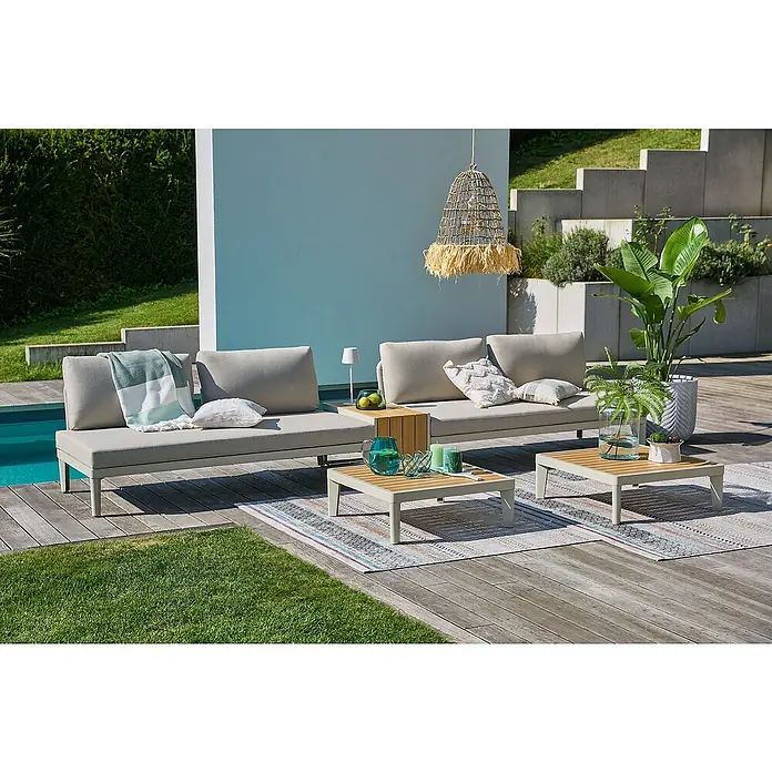 Sunfun Solo Rope Sofá de conjunto - An x Pr x Al: 167,5 x 86,5 x 66 cm - Acogedora zona de estar al aire libre con cómodos sofás, mesas elegantes e iluminación decorativa, ideal para momentos de relax al aire libre.