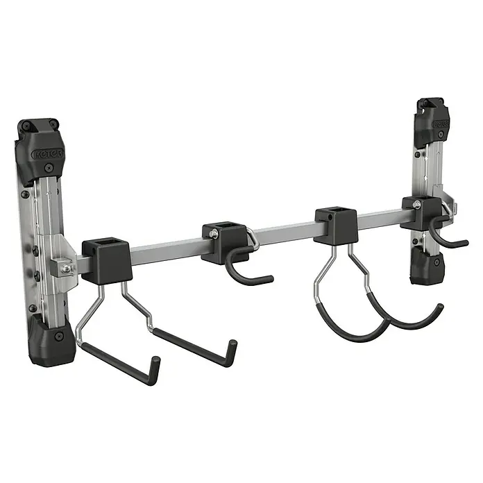 Keter Barra para herramientas multiusos - An x L: 74 x 15 cm, Específico para: Caseta Keter - Imagen de un portabicicletas de pared KETER. Almacenamiento conveniente para bicicletas con una construcción robusta para una sujeción segura.