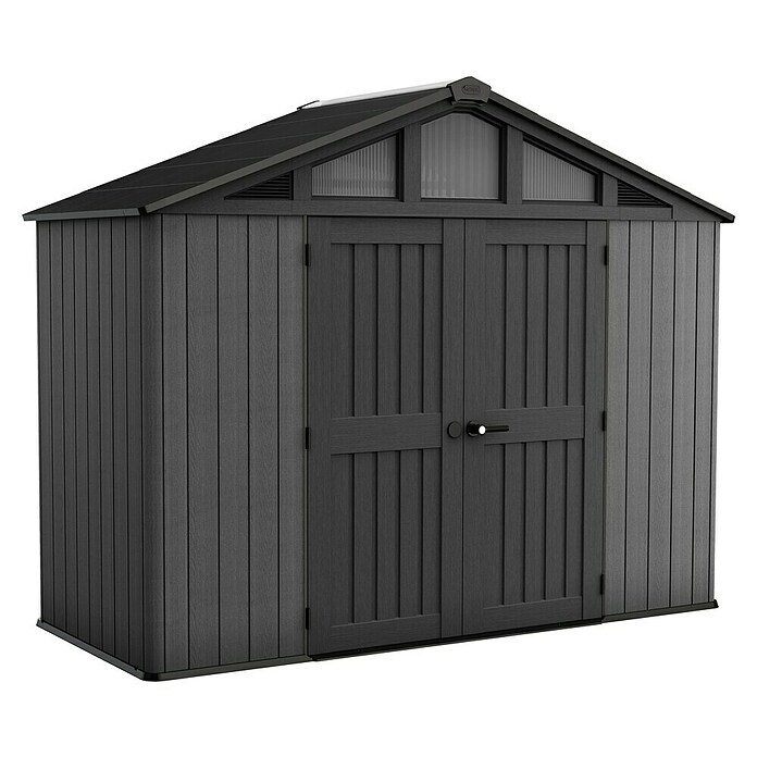 Keter Gerätehaus Stronghold 10x8 (Außenmaß inkl. Dachüberstand (B x T): 304 x 243 cm, Kunststoff, Grau) | BAUHAUS