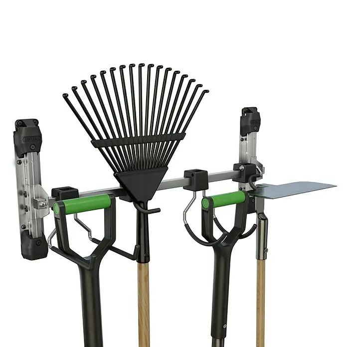 Keter Werkzeugleiste - B x L: 74 x 15 cm, Passend für: Keter Gerätehäuser - Eine Wandhalterung für Gartengeräte mit Rechen, Spaten und Harke, ideal zur ordentlichen Aufbewahrung.