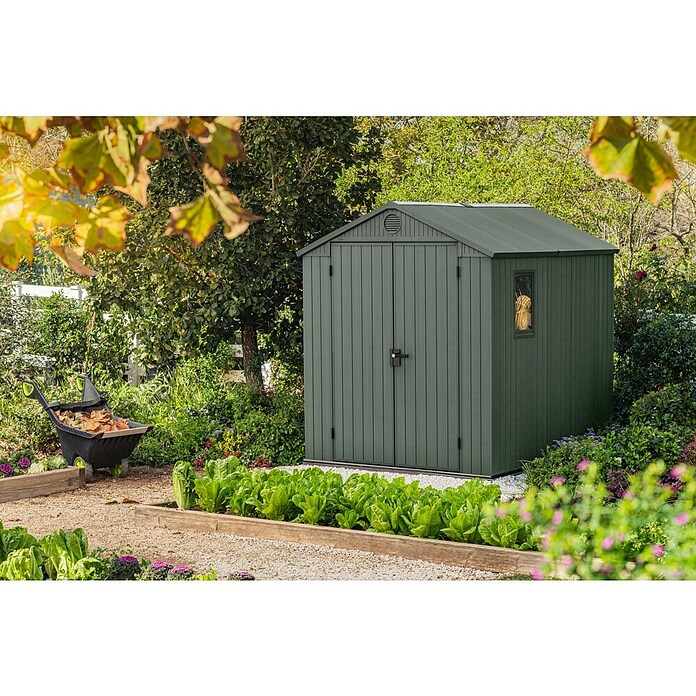 Keter Gartenhaus Darwin 6x8 (Außenmaß inkl. Dachüberstand (B x T): 190 x 244 cm, Kunststoff, Grün, 4,5 m²) | BAUHAUS