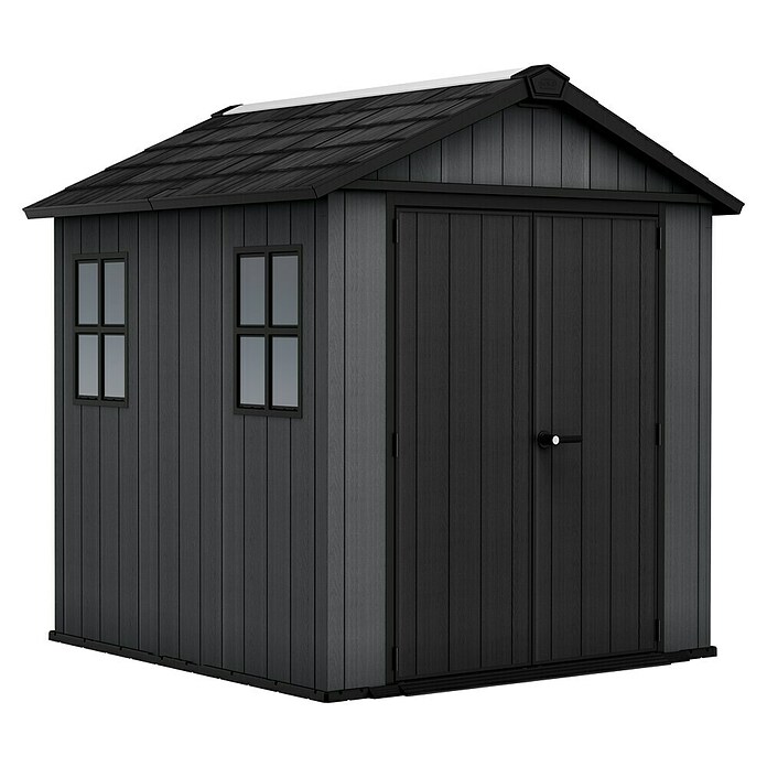 Keter Gerätehaus Newton Plus 757 (Außenmaß inkl. Dachüberstand (B x T): 230 x 223,8 cm, Kunststoff, Schiefergrau) | BAUHAUS