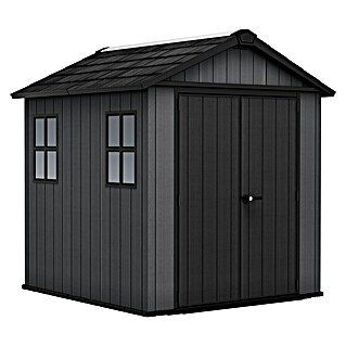 Keter Gerätehaus Newton Plus 757 (Außenmaß inkl. Dachüberstand (B x T): 230 x 223,8 cm, Kunststoff, Schiefergrau)