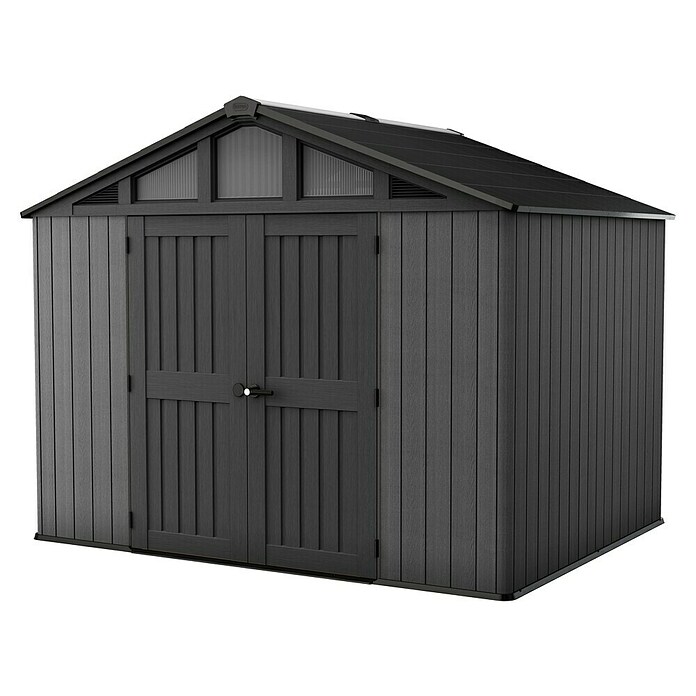 Keter Gerätehaus Stronghold 10x8 (Außenmaß inkl. Dachüberstand (B x T): 304 x 243 cm, Kunststoff, Grau) | BAUHAUS