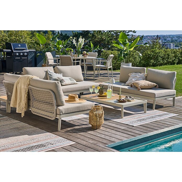 Sunfun Solo Loungesofa Rope (Light-Greige, L x B x H: 167,5 x 86,5 x 66 cm, Aluminium) | BAUHAUS
