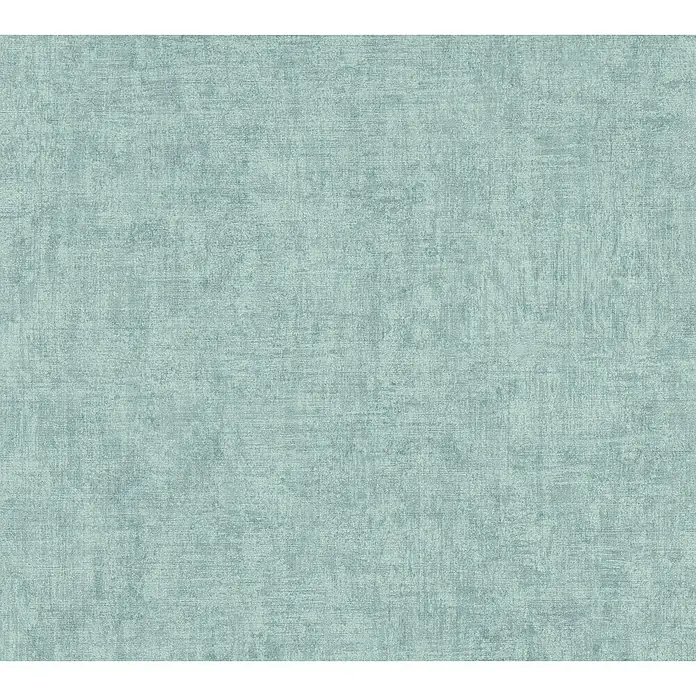 A.S. Création New Walls Vliestapete I - Grün, Uni, 10,05 x 0,53 m - Nahaufnahme eines türkisfarbenen Stoffhintergrunds mit subtiler Textur, ideal für vielseitige Designanwendungen.