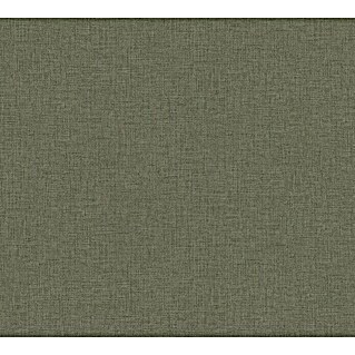 AS Creation New Walls Vliestapete Textil (Olivgrün, Uni, 10,05 x 0,53 m)