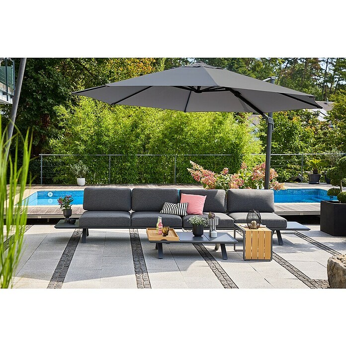 Sunfun Ampelschirm rund Capri (Anthrazit, Durchmesser Bespannung: 400 cm) | BAUHAUS