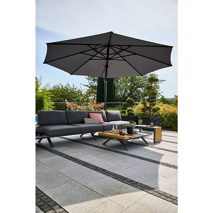 Sunfun Ampelschirm rund Capri (Anthrazit, Durchmesser Bespannung: 400 cm) | BAUHAUS