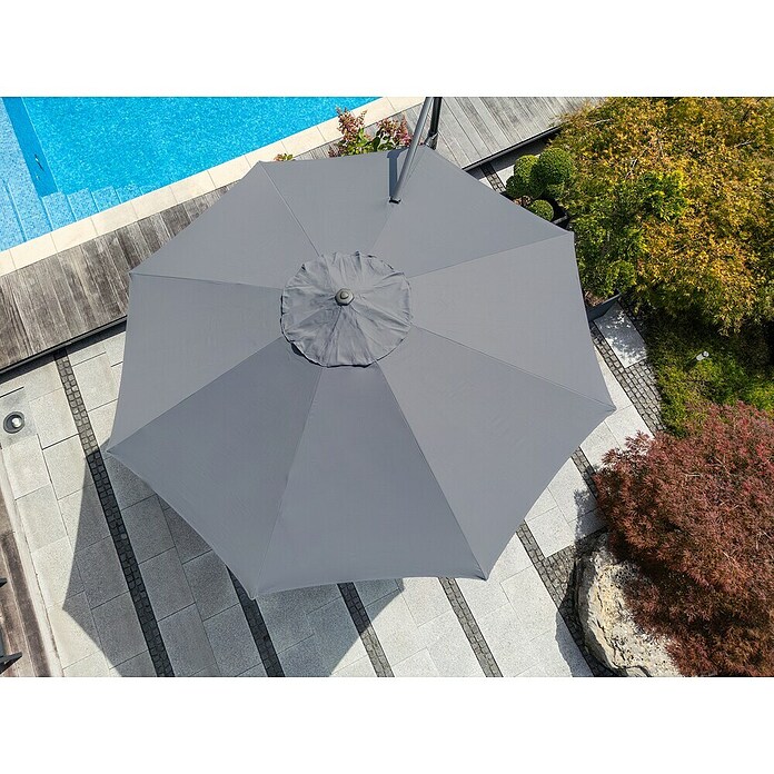 Sunfun Ampelschirm rund Capri (Anthrazit, Durchmesser Bespannung: 400 cm) | BAUHAUS