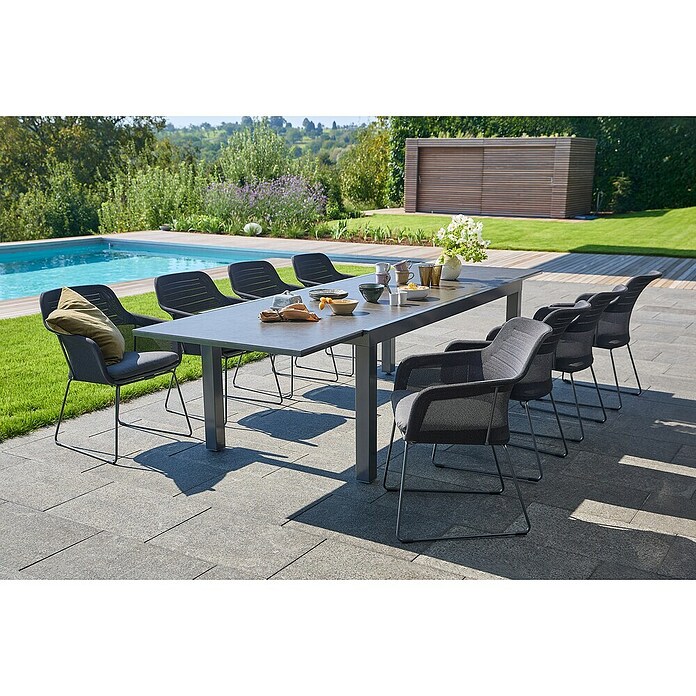 Sunfun Gartenmöbel-Set Maja (9 -tlg., Night-Grey, Ausziehbar, Tisch (L x B x H): 200-300 x 100 x 74 cm, Stuhl (B x T x H): 57 x 65 x 83 cm) | BAUHAUS