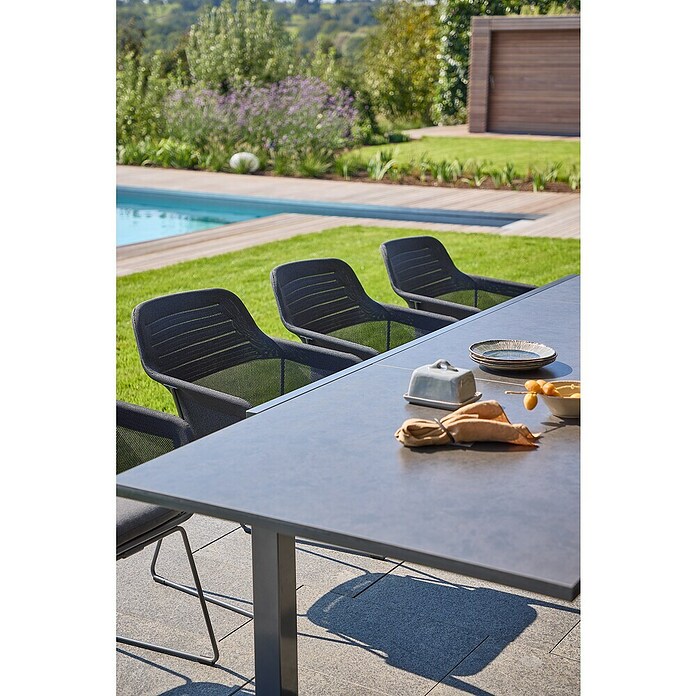 Sunfun Gartenmöbel-Set Maja (9 -tlg., Night-Grey, Ausziehbar, Tisch (L x B x H): 200-300 x 100 x 74 cm, Stuhl (B x T x H): 57 x 65 x 83 cm) | BAUHAUS