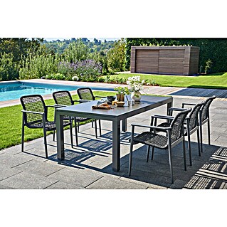 Sunfun Gartenmöbel-Set Maja/Solo (7 -tlg., Night-Grey, Ausziehbar)