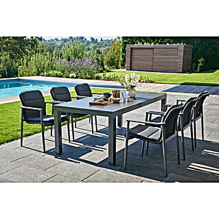 Sunfun Gartenmöbel-Set Maja/Solo (13 -tlg., Night-Grey, Ausziehbar)