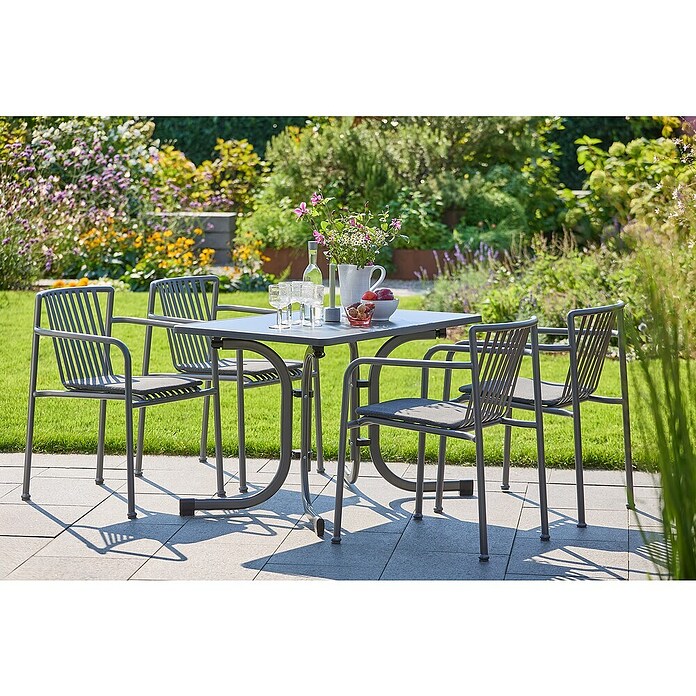 Sunfun Gartenmöbel-Set Boulevard/Sarah (5 -tlg., Night-Grey, Klappbar) | BAUHAUS