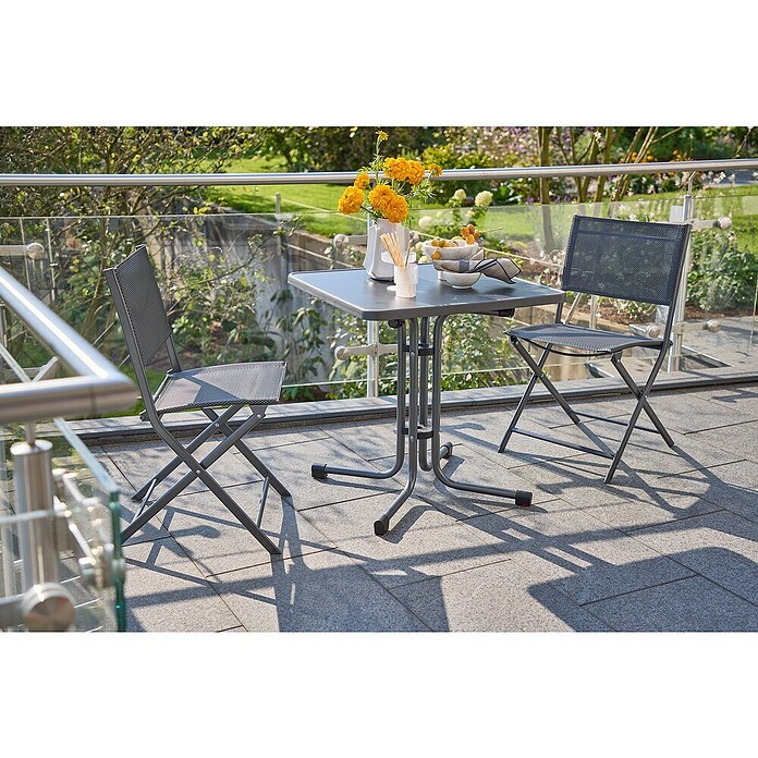 MFG Mesa de jardín Boulevard (L x An: 70 x 70 cm, Acero, Antracita, Abatible) | BAUHAUS