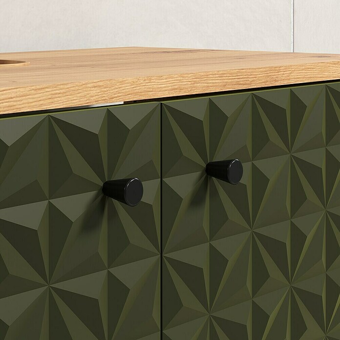 Riva Waschtischunterschrank Flower (B x T x H: 70 x 34 x 59 cm, Dark Green/Artisan Eiche, Matt) | BAUHAUS