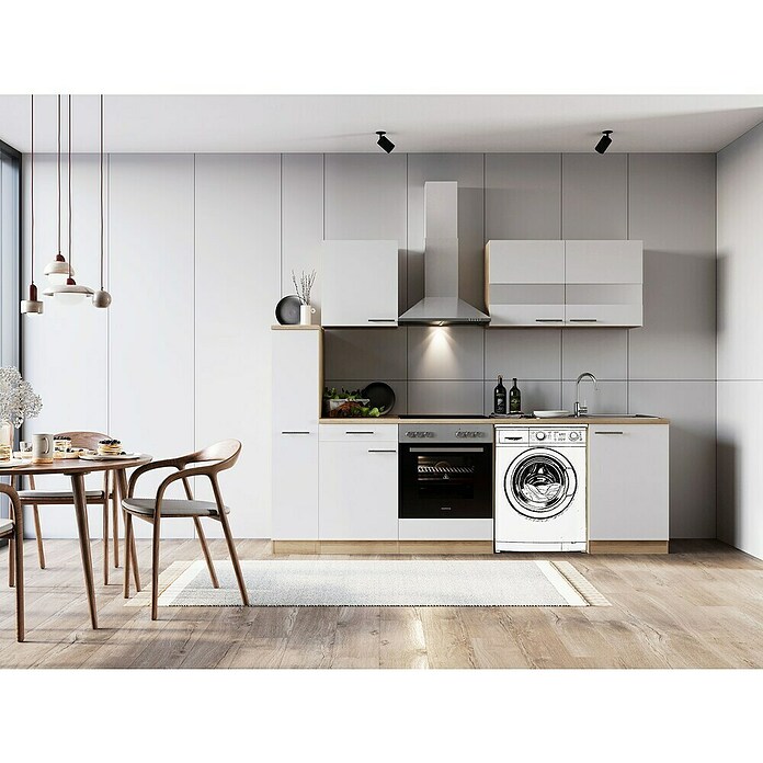 Respekta Küchenzeile Merle (Breite: 250 cm, Weiß, Mit Elektrogeräten, Mit Waschmaschinennische) | BAUHAUS