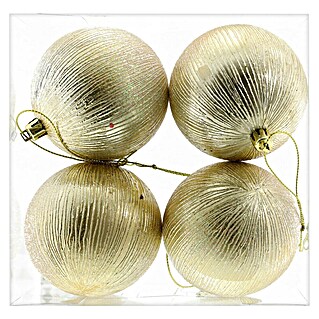 Weihnachtskugeln (Gold, Kunststoff, Durchmesser: 8 cm, 4 Stk.)