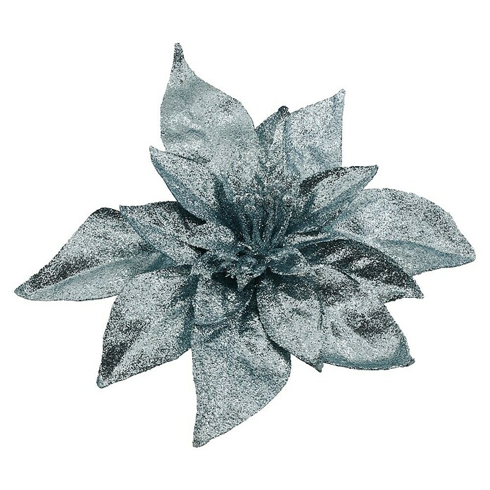 Dekoblüte Weihnachtsstern mit Clip (Durchmesser: 21 cm, Türkis) | BAUHAUS