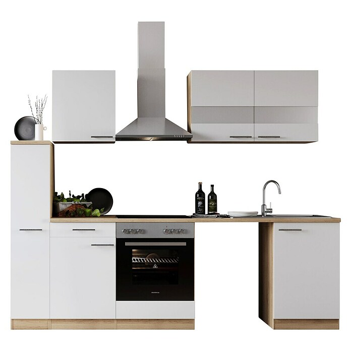 Respekta Küchenzeile Merle (Breite: 250 cm, Weiß, Mit Elektrogeräten, Mit Waschmaschinennische) | BAUHAUS