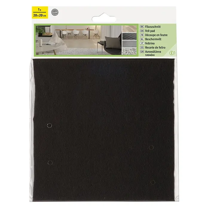 Fix-o-moll Filzgleiter - B x H: 200 x 200 mm, Kleben, 1 -tlg., Braun - Selbstklebende Filzzuschnitte in Schwarz, 20x20 cm, ideal zum Schutz von Oberflächen und Möbeln vor Kratzern und Abnutzung.