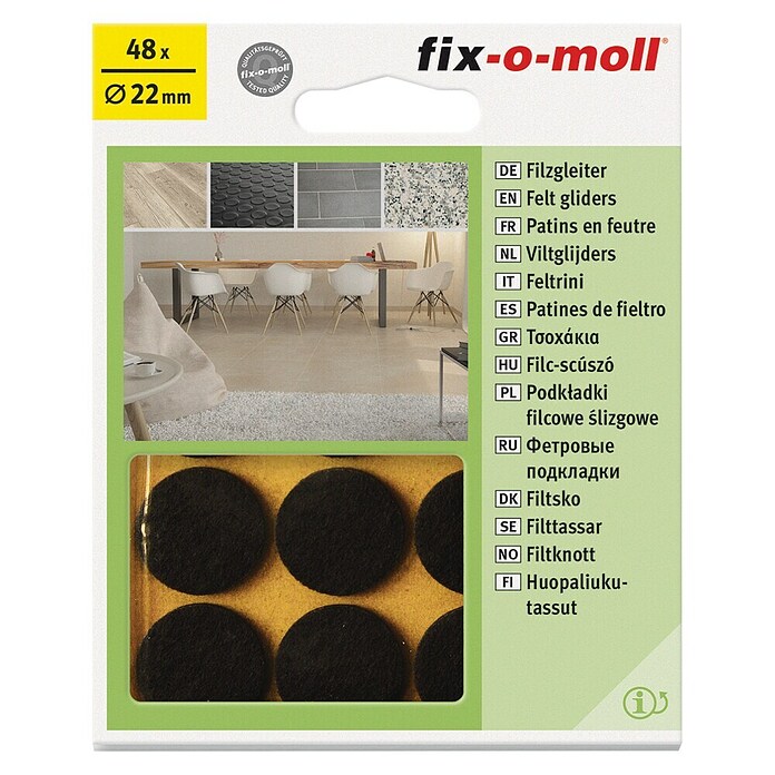 Fix-o-moll Podložna pločica od filca  (Promjer: 22 mm, Lijepljenje, 48 Kom., Smeđa) | BAUHAUS