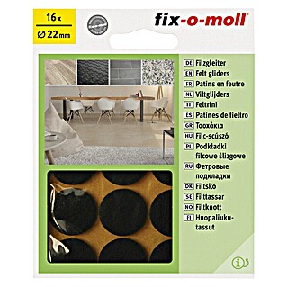Fix-o-moll Podložna pločica od filca (Promjer: 22 mm, Lijepljenje, 16 Kom., Smeđa)