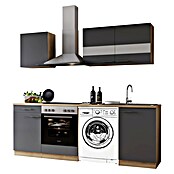 Respekta Küchenzeile Merle (Breite: 220 cm, Grau, Mit Elektrogeräten, Mit Waschmaschinennische) | BAUHAUS
