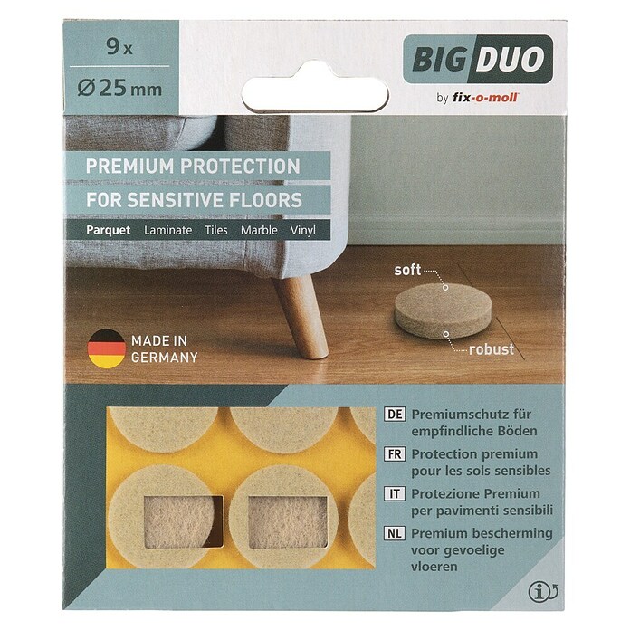Fix-o-moll Filzgleiter (Durchmesser: 25 mm, Kleben, 9 Stk., Weiß) | BAUHAUS