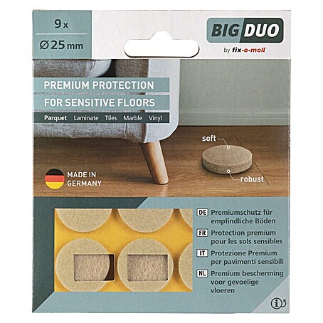 Fix-o-moll Filzgleiter (Durchmesser: 25 mm, Kleben, 9 Stk., Weiß)