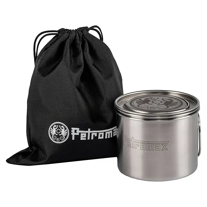 Petromax Kochbecher - Edelstahl - Petromax Lunchbox mit Tasche. Robuste Edelstahl-Lunchbox mit Deckel und Tragegriff, inklusive praktischer Transporttasche. Ideal für unterwegs.