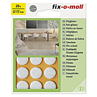 Fix-o-moll Podložna pločica od filca (Promjer: 17 mm, Lijepljenje, 20 Kom., Bijela)
