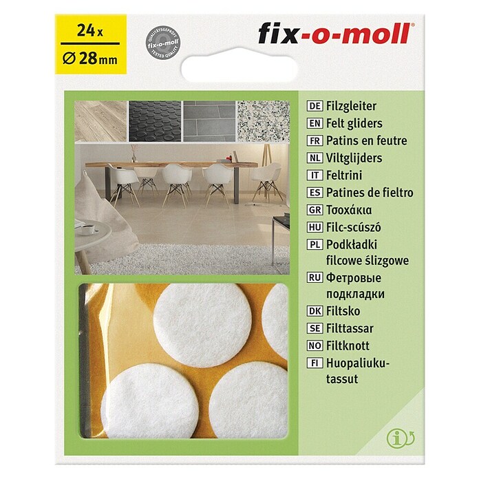 Fix-o-moll Filzgleiter (Durchmesser: 28 mm, Kleben, 24 Stk., Weiß) | BAUHAUS