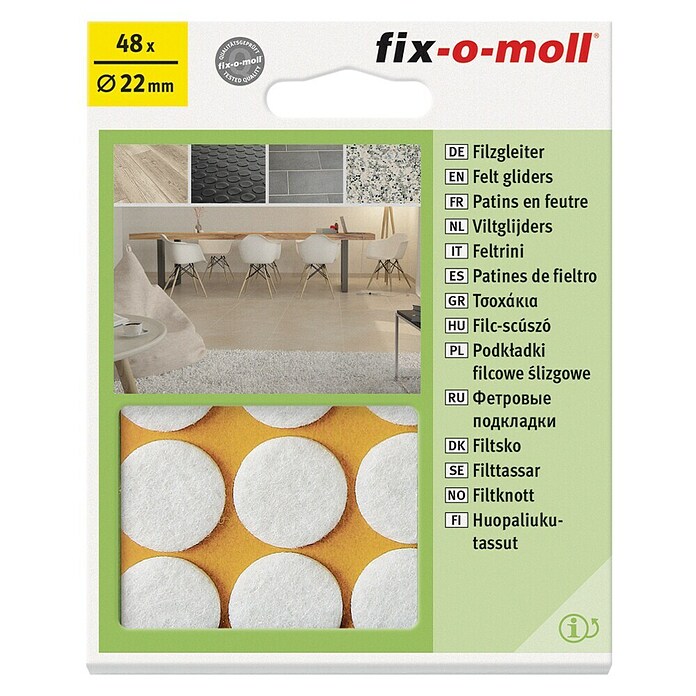 Fix-o-moll Filzgleiter (Durchmesser: 28 mm, Kleben, 48 Stk., Weiß) | BAUHAUS