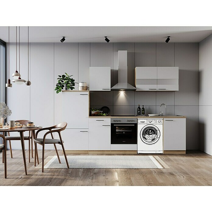 Respekta Küchenzeile Merle (Breite: 280 cm, Weiß, Mit Elektrogeräten, Mit Waschmaschinennische) | BAUHAUS